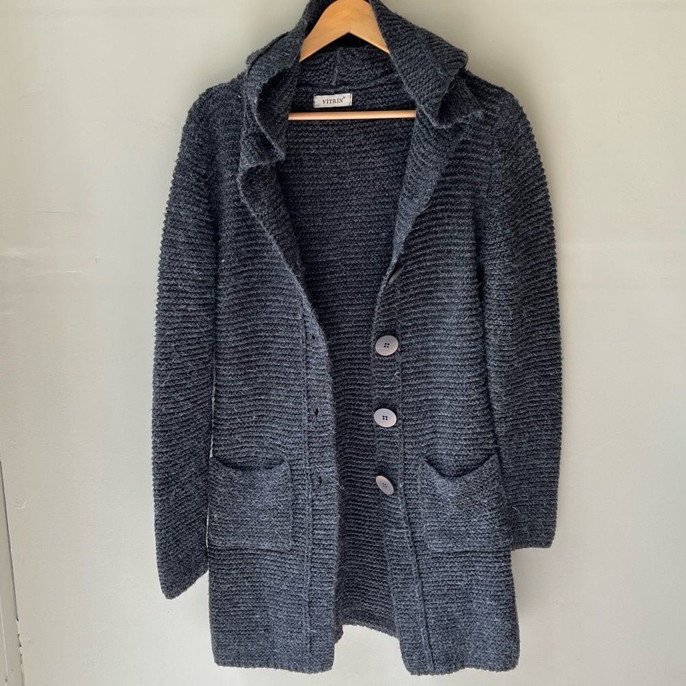 Vitrin Wool Blend Cardigan Jacket Button Front